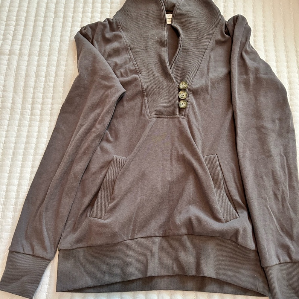 Banana Republic Gray Cowl Neck Sweater with Ribbed Detailing